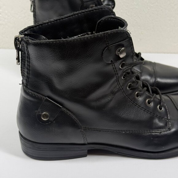 GH Bass & Co Patricia Combat Lace-Up Boots Black Faux Leather Size 9M - Picture 4 of 13